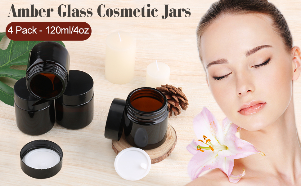 Amber Glass Cream Jar