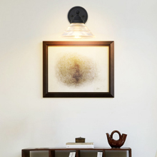SongCiLT Simple but Classic Clear Ribbed Glass Black Wall Sconces Lighting for Bedroom Hallway 
