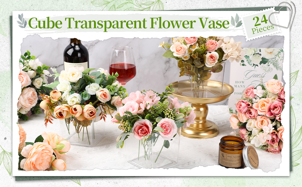 Tioncy 24 Pcs Cube Clear Flower Vase 4''... 8 1