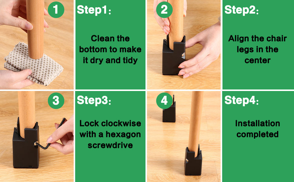 4Pcs Adjustable Furniture Risers 4In with Screw Clamp, Sturdy Desk