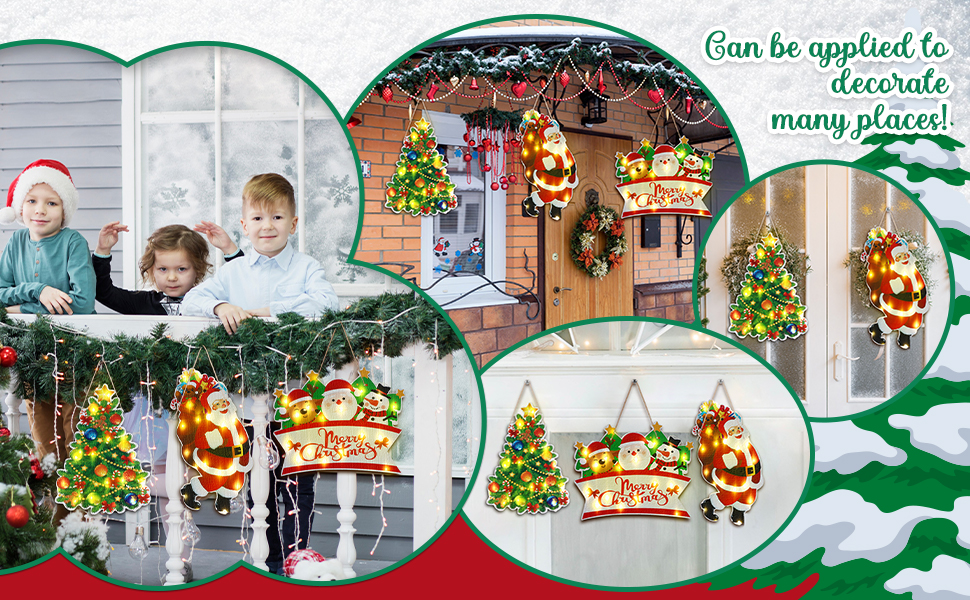 3 Pcs Light Christmas Window Decorations Lighted Christmas