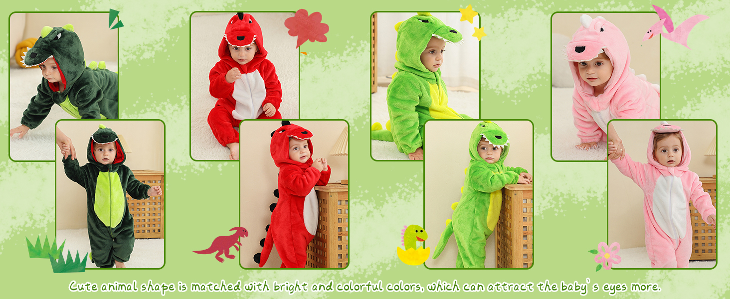 Unisex Baby Dinosaur Costume Newborn Girls Boys Rompers Zipper Jumpsuit