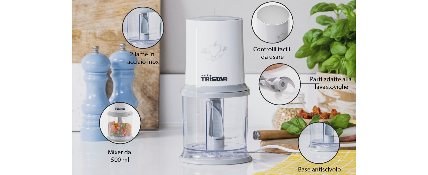 Tritatutto A Carrucola, 900 Ml, Bianco-grigio, Affetta Cipolle Per Tritare Senza Fatica Verdure Erbe E Noci Ch10177 - Foto 4