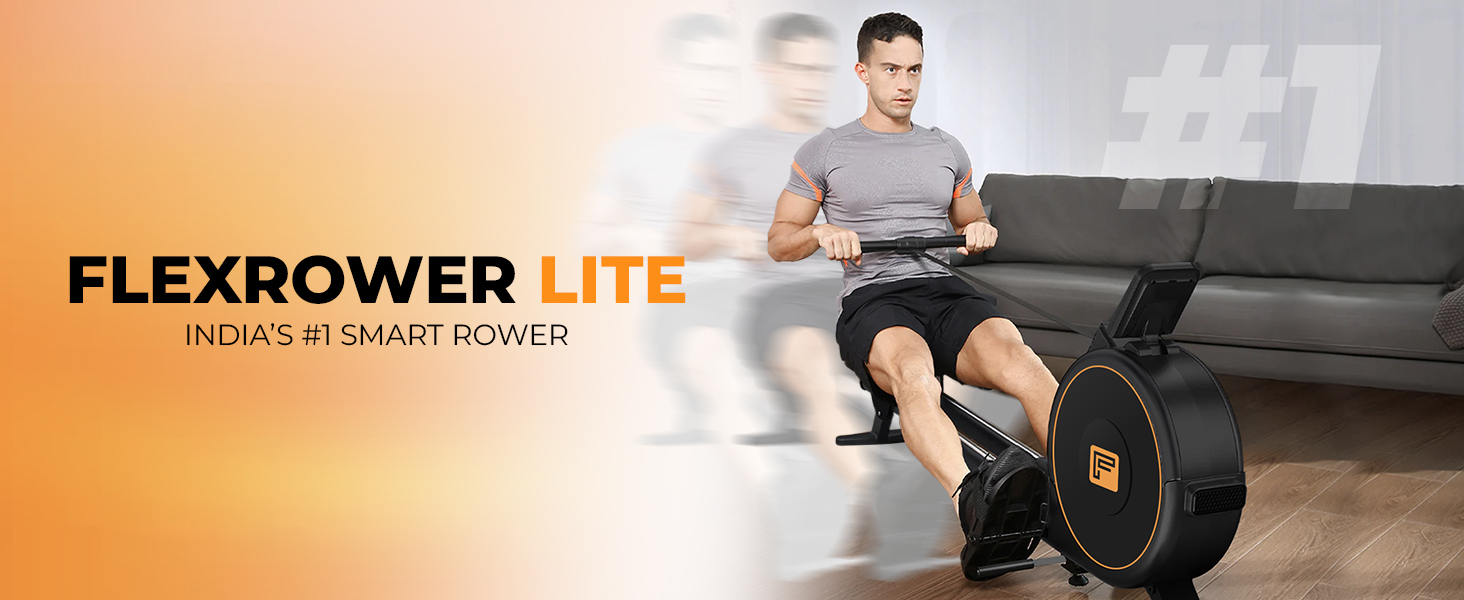 Flexnest Flexrower Lite Smart BluetoothEnabled Rowing Machine, for Home with Classes