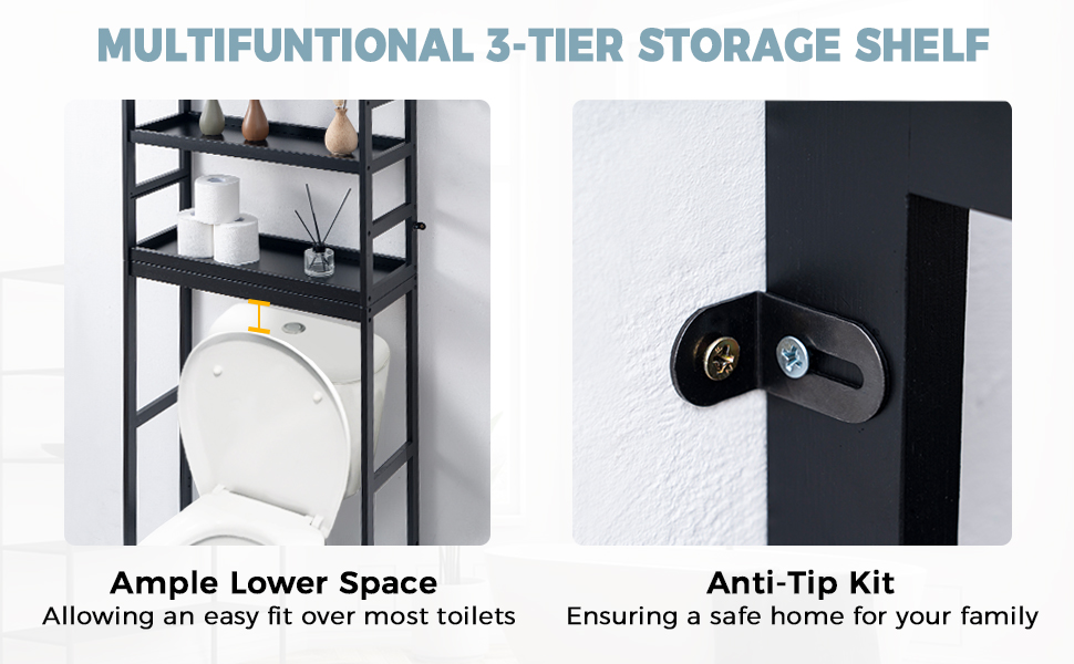 Axeman Over The Toilet Storage, 3Tier Freestanding Storage