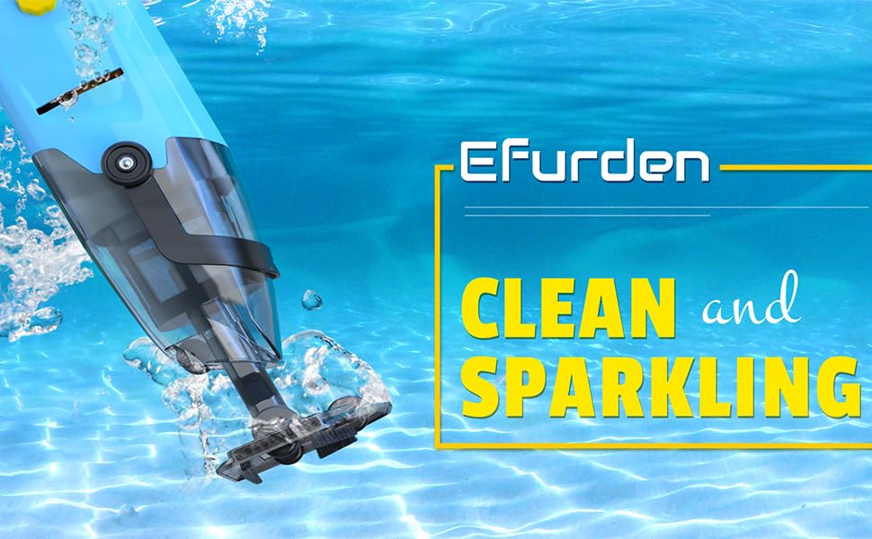 Efurden Handheld Pool Vacuum, Rechargeable Pool Cleaner with Running Time up to 60Minutes Ideal