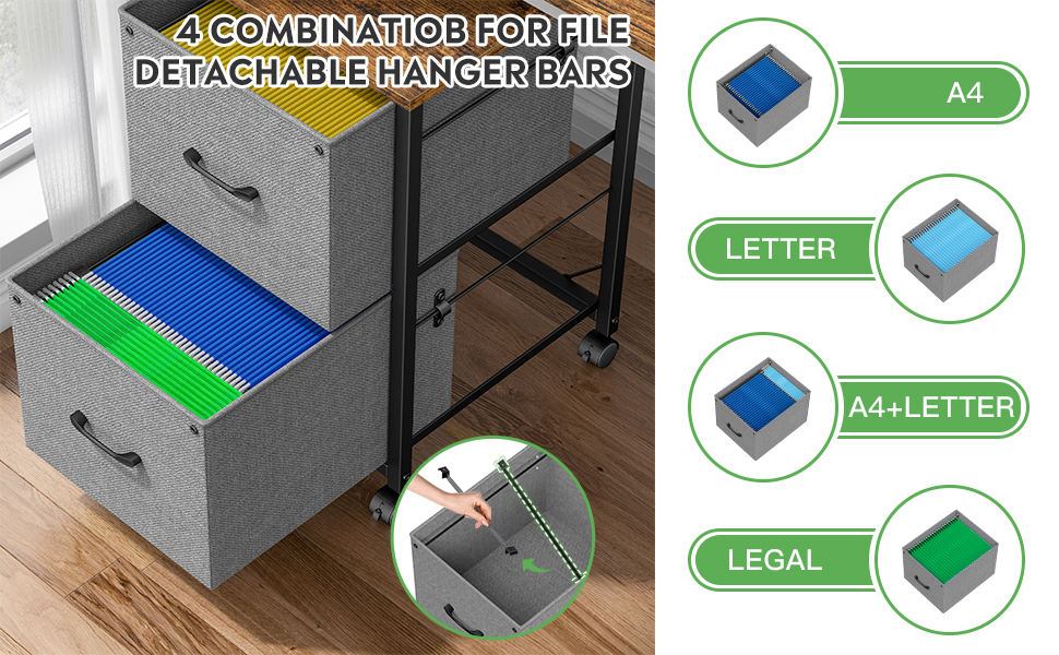 Raybee 2 Drawer File with Wheels, Rolling Filing