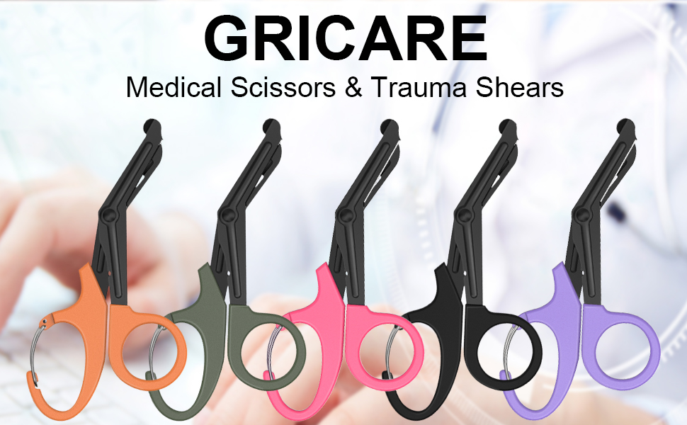 GRICARE Trauma Shears Medical Scissors with Carabiner, 7.5