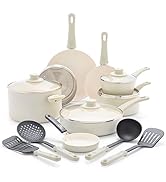 GreenLife Soft Grip Conjunto de panelas de 16 peças, cerâmica antiaderente não tóxica, livre de PFA, fritura, molho, S...