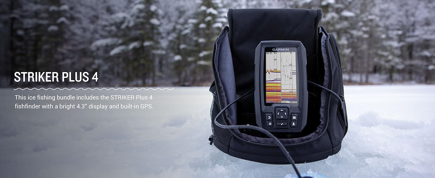 Garmin Striker Plus 4 Ice Fishing Bundle, Includes Portable Striker