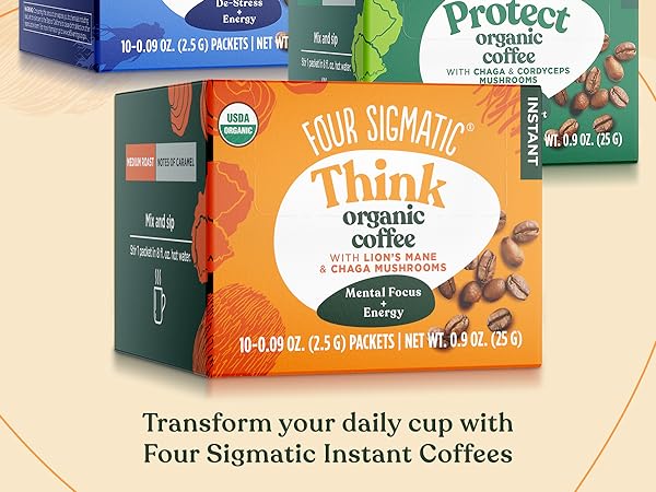 Transform your daily cup with Four Sigmatic instant coffees