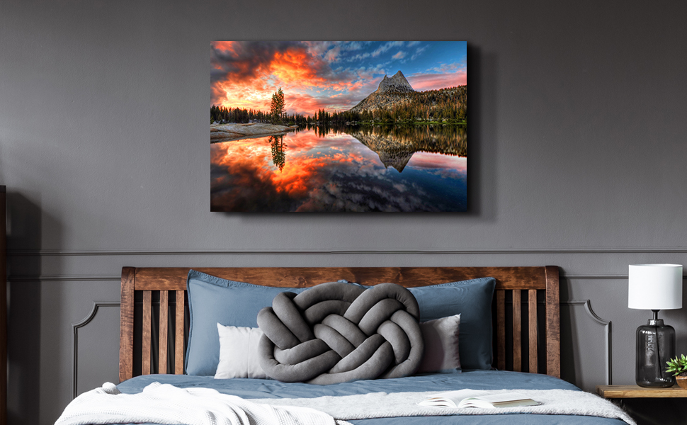 Nature Wall Art Canvas Picture Lake Scene Forest Tree