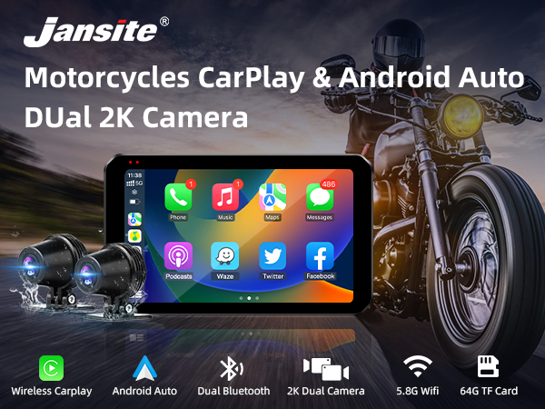 Amazon.com: Motorcycle Carplay w 2K Dash Cam Waterproof