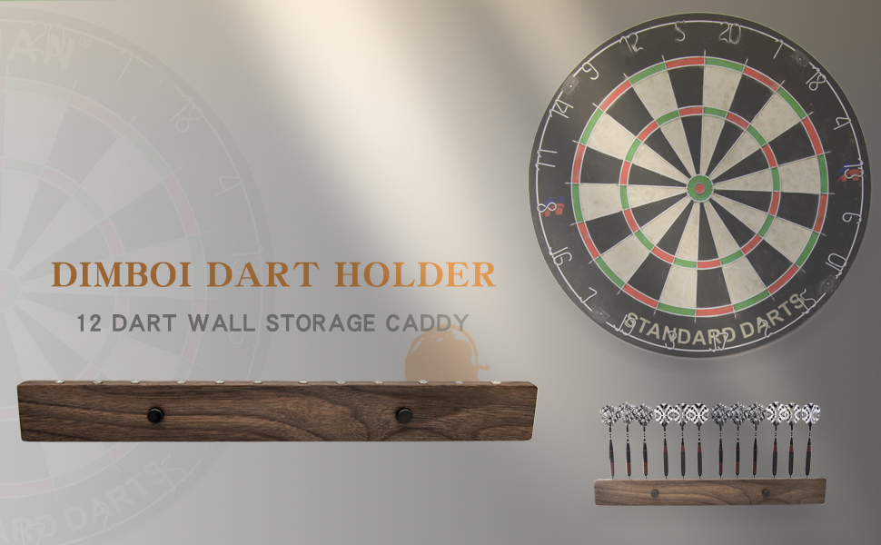 DIMBOI Walnut Wood Dart Holder Wall Mount Displays 4 Sets