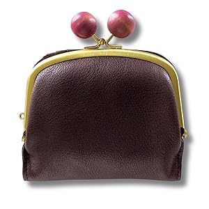 Amazon | がま口 二つ折り財布 本革 日本製 革 財布 レディース 木玉