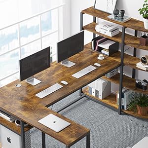 computer desk with shelves