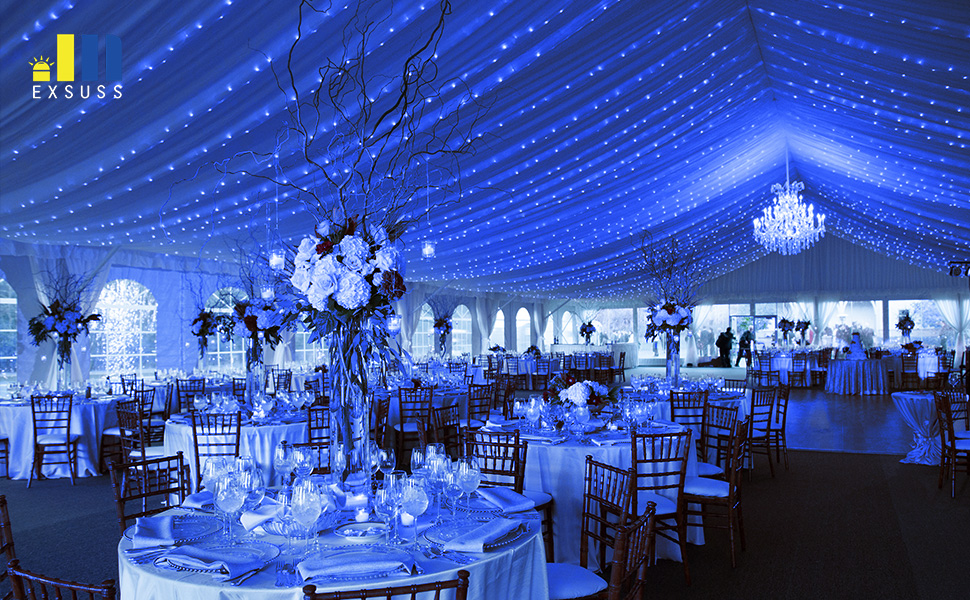 JMEXSUSS 200 LED Blue Solar Lights Outdoor, 2 Pack 66ft Super Bright Waterproof Solar String