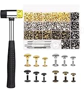 TLKKUE 480 Set Leather Rivets Kit 4 Colors Double Cap Rivets 3 Sizes Rivets for Leather with Rubb...