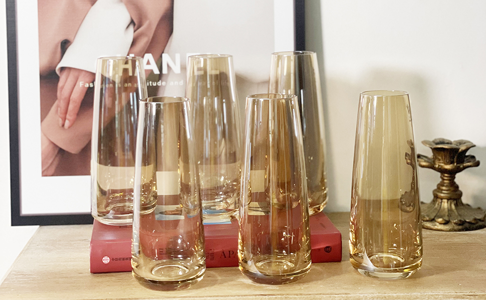 Funsoba Clear Glass Bud Vase Set of 6 Small Vases for