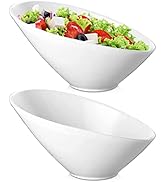 Yesland 2 Pack Porcelain Angled Serving Bowls - 26 oz White Salad Bowls - Ceramic Pasta Bowls for...