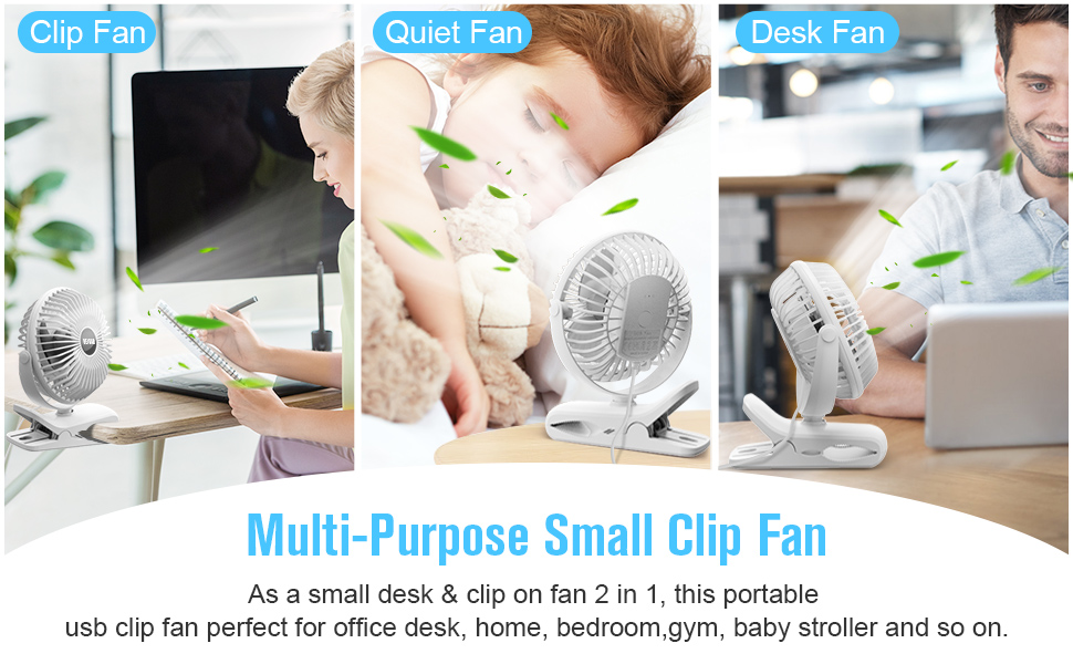 multi-purpose clip on fan usb small fan personal desk fan for office home sleep bedroom