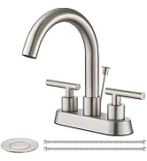 Cinwiny 4 Inch Centerset Bathroom Sink Faucet 3 Holes 2 Handle Bathroom Faucets with Lift Rod Dra...