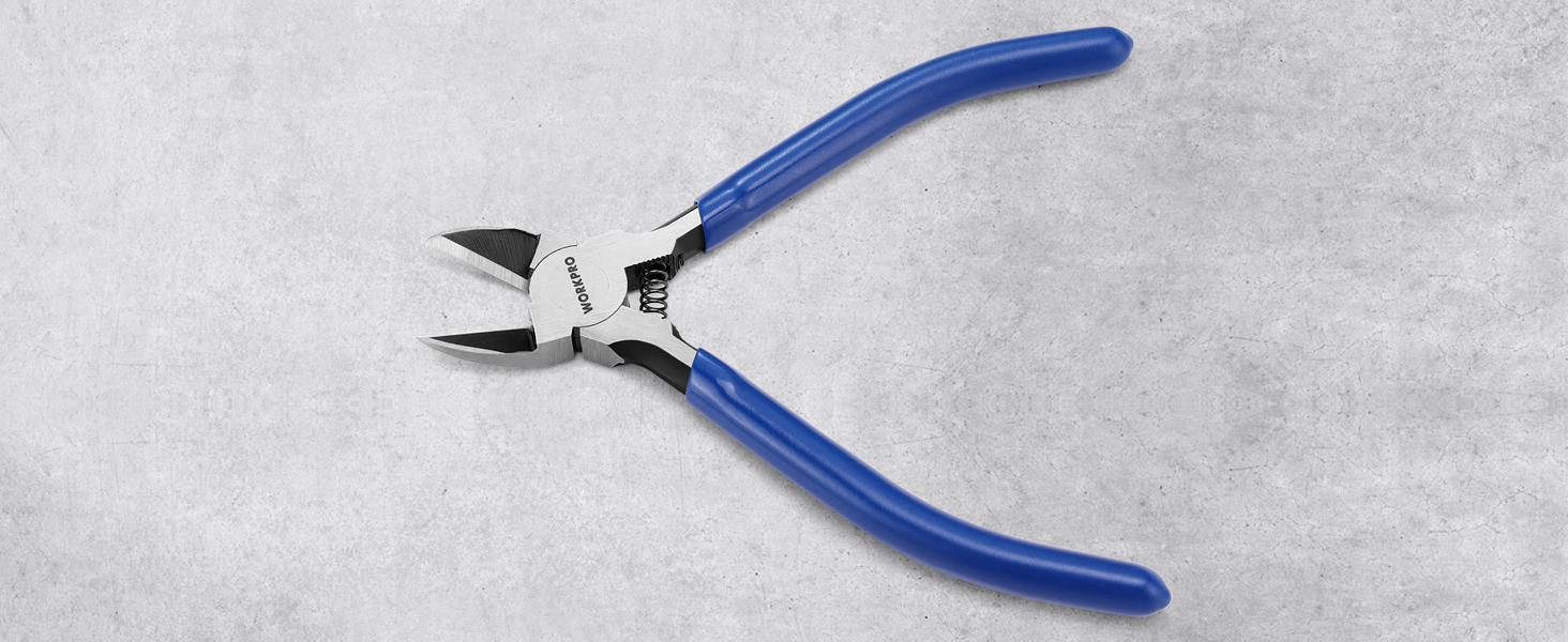 WORKPRO 2 Pack Wire Cutters, 6 Inch Precision Flush Cutters, Spring Loaded Side Cutting Pliers