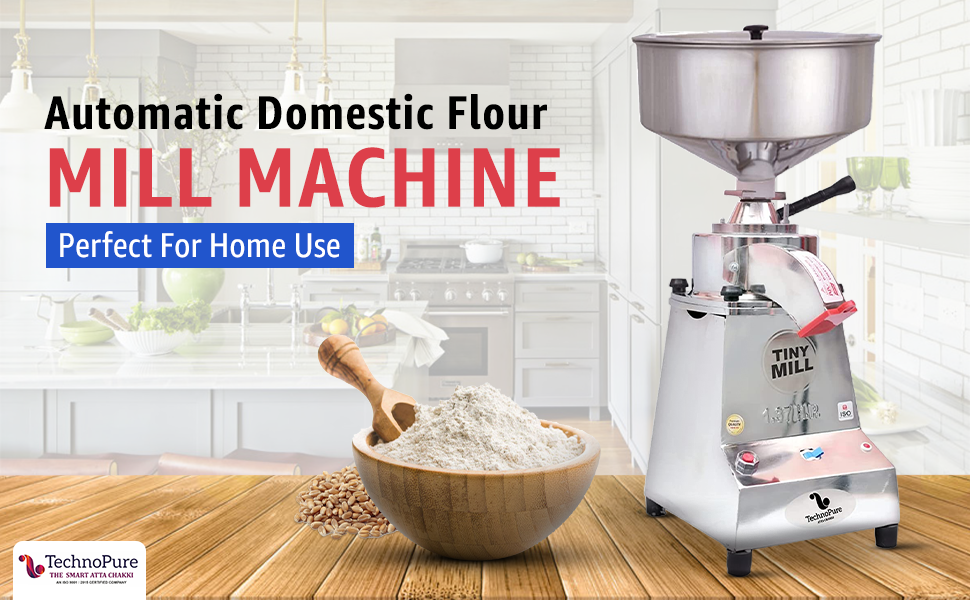 TechnoPure Automatic Light Weight Small Domestic Flour Mill Machine for
