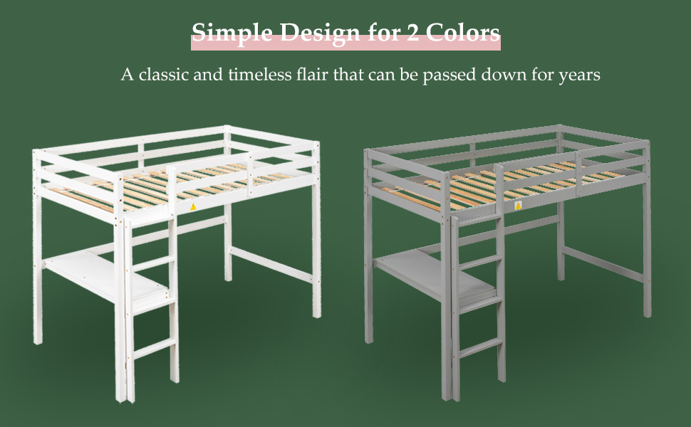 Tatub Loft Bed with Desk, Twin Loft Bed with Ladder and
