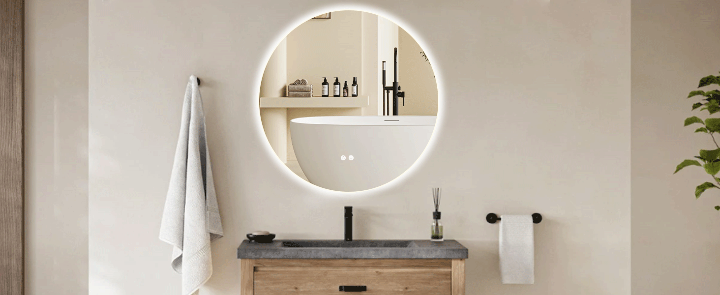backlit round mirror