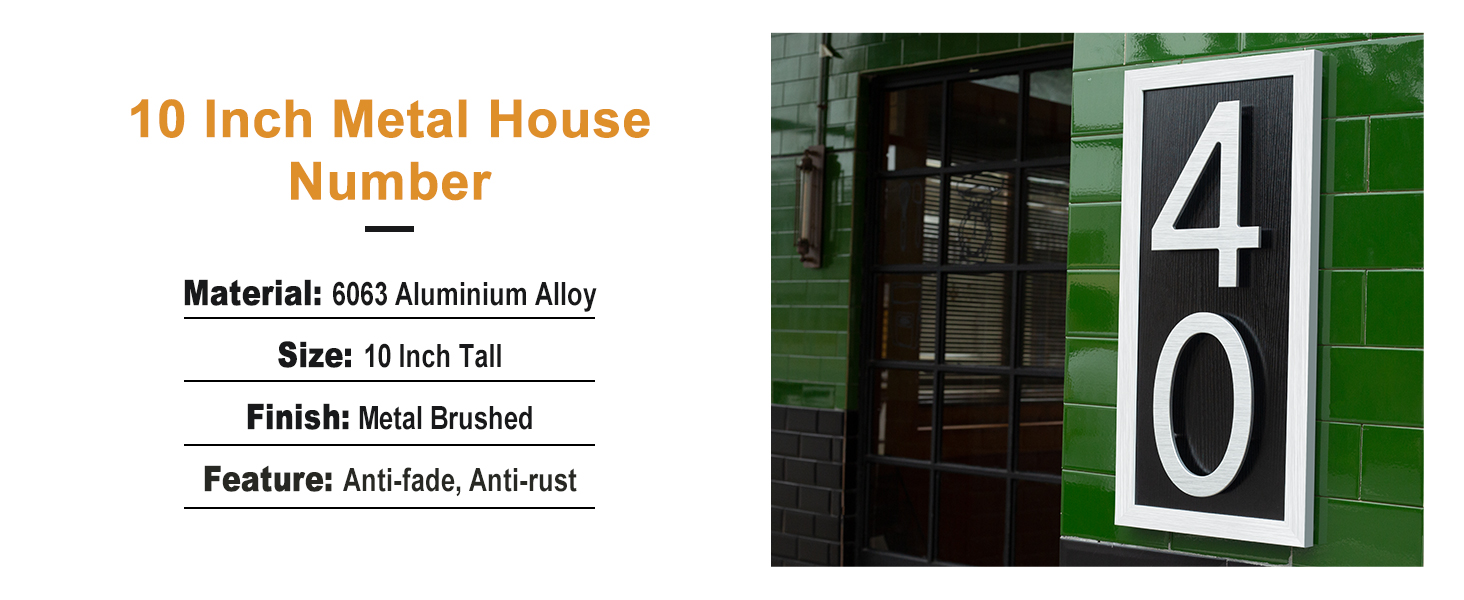 Yafimea 10 Inch Silver Large House Numbers for Outside