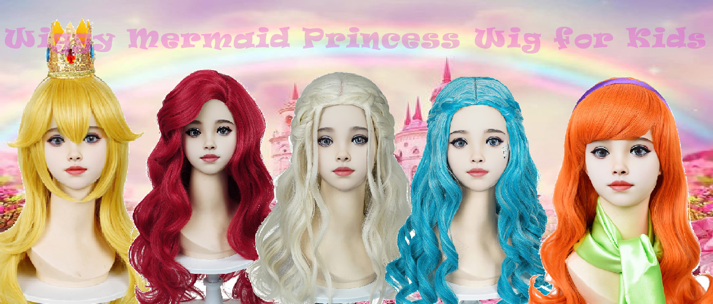 Brown Princess Wig for Kids Girls Toddlers, Long Curly