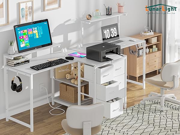 パソコンデスク Amazon | ZXD pcデスク ラック付き 幅80cm×奥行50cm パソコン