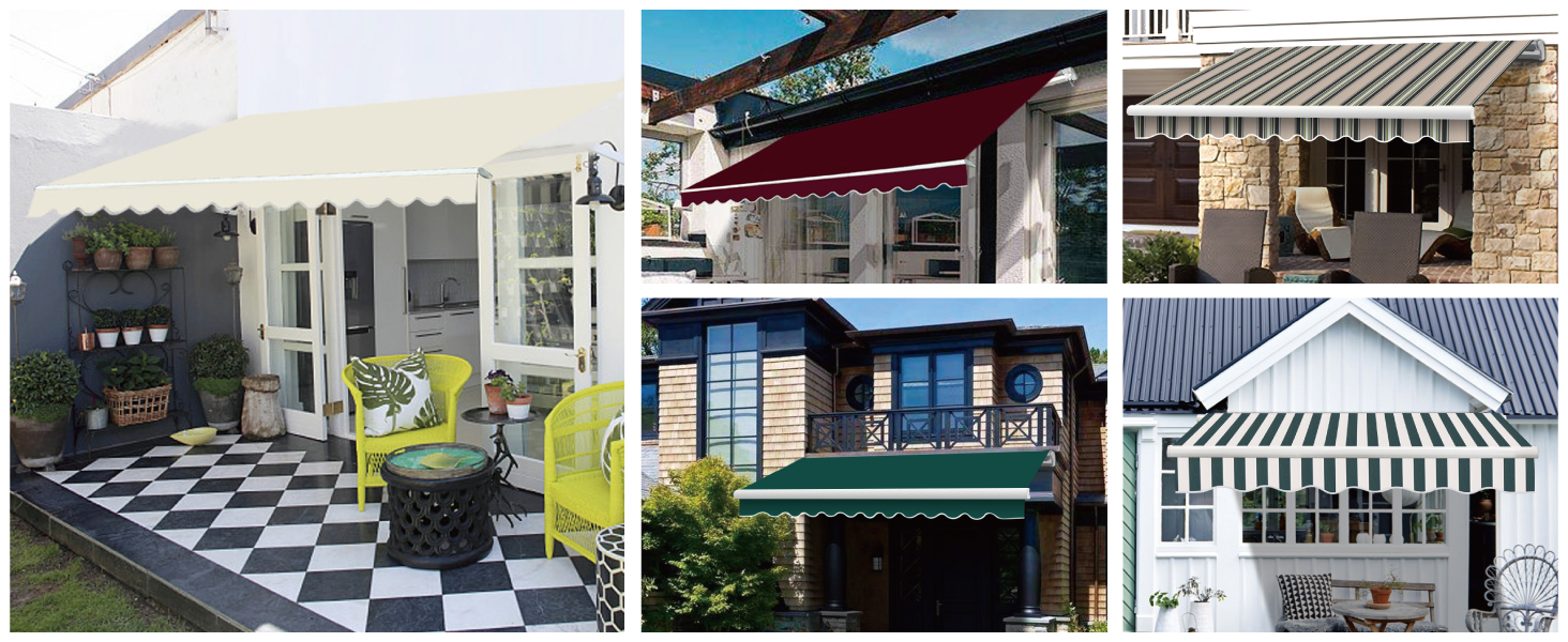 Green Bay Grey Garden Patio Awning Canopy Sun Shade Shelter Replacement Fabric - 4.5m X 3m