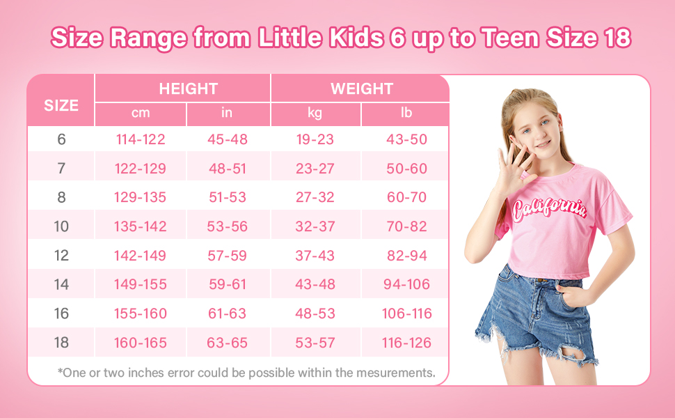 girls’ clothing Crop Top Summer T-Shirt Comfy crewneck hoodless short sleeves little teenager