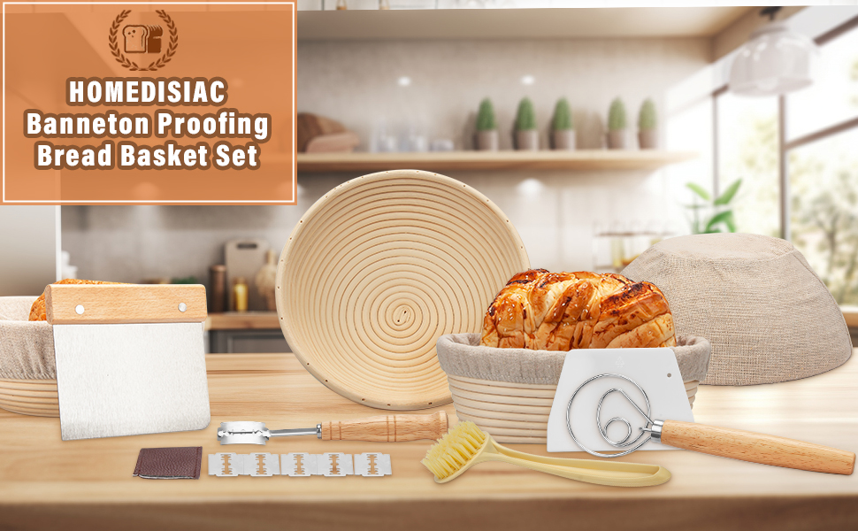 Bread Proofing Basket Set of 2, 9 Inch Round & 10