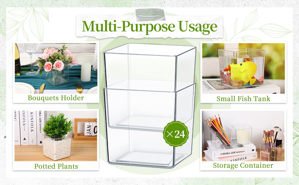 Tioncy 24 Pcs Cube Clear Flower Vase 4''... 12 3