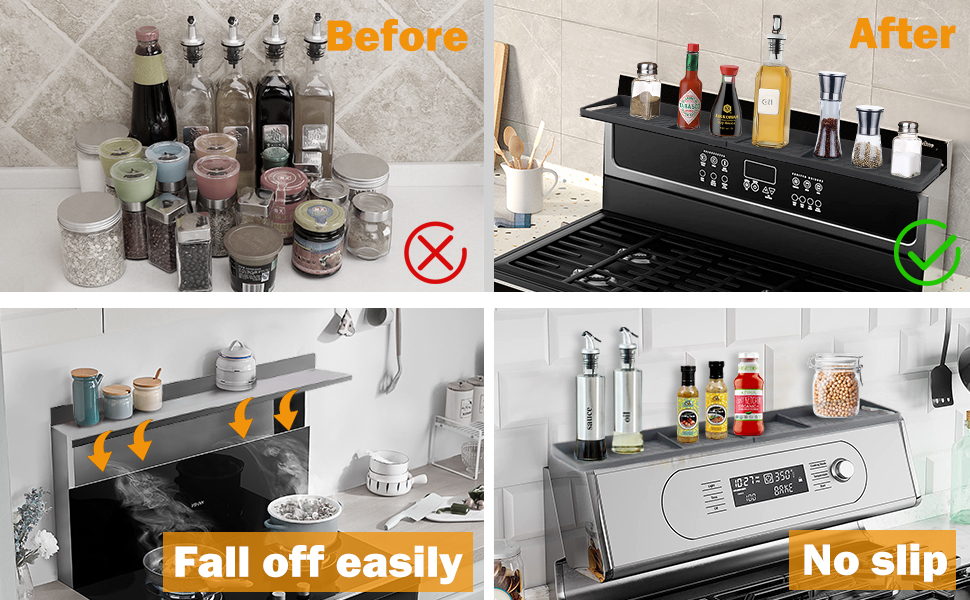 WUSHENG Silicone Stove Top Shelf 30" Stove Shelf