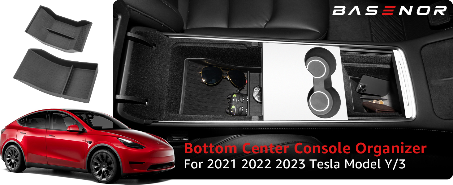 Basenor Tesla Model Y Model 3 Center Console Organizer Tray TPE Control