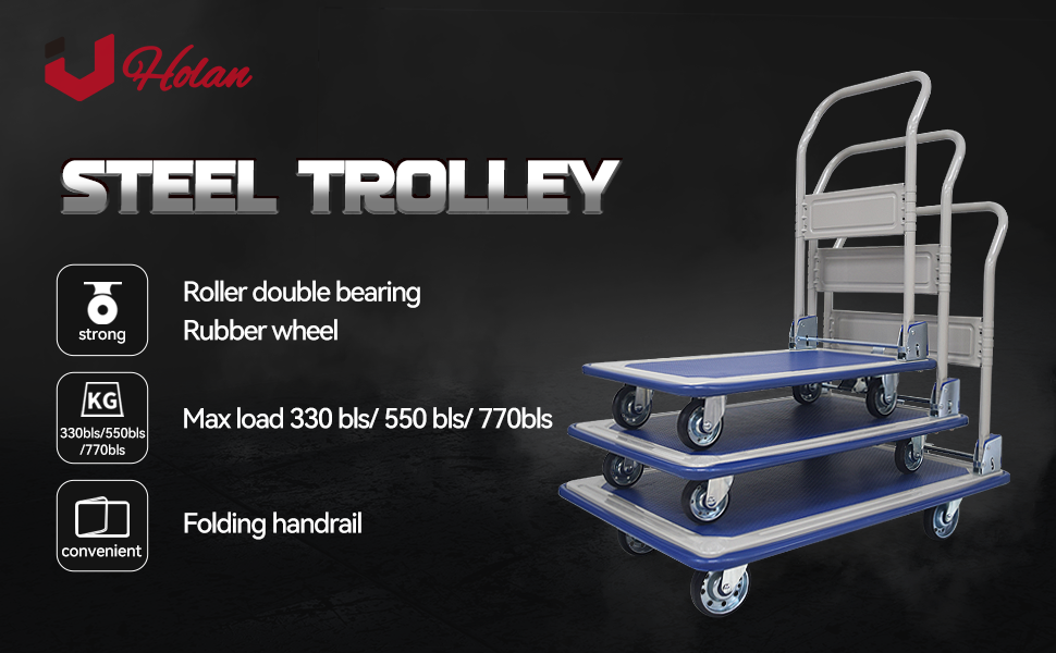 Uholan Folding Steel Platform Truck with Brake Design Push