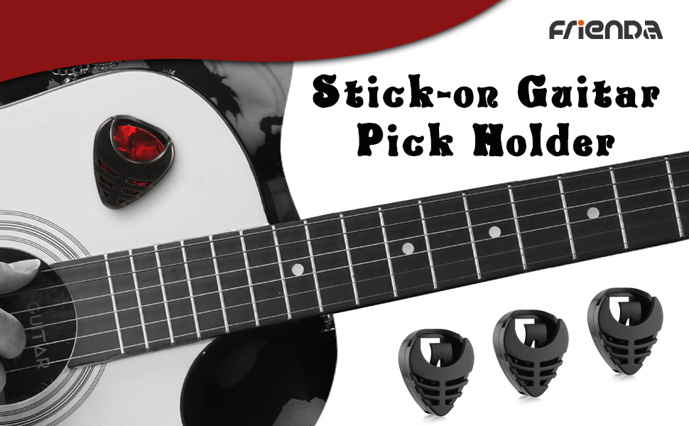 6 Pieces Pick Holder Stickon Guitar Pick Holder Black