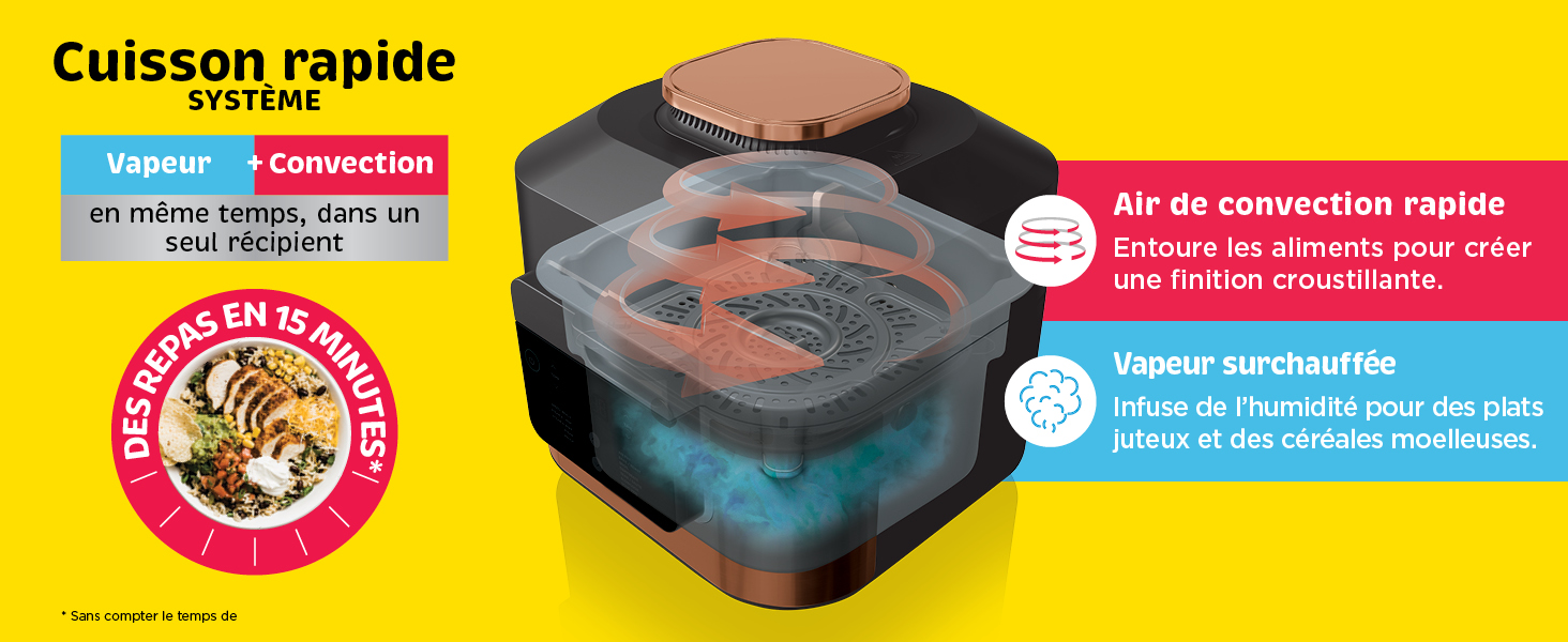 Ninja Speedi 10-en-1 Cuiseur rapide, Air Fryer, Friteuse à air et Multicuiseur, 5.7L, Repas pour 4 en 15 minutes, Vapeur, Gril, Cuire au four, Rôtir, Saisir, Mijoter et plus, Gris Sel de Mer, 16 Ninja Speedi 10-en-1 Rapid Cooker Air Fry (Frire sans huile), Rôtir, Grill, Slow Cook, cuivre / noir