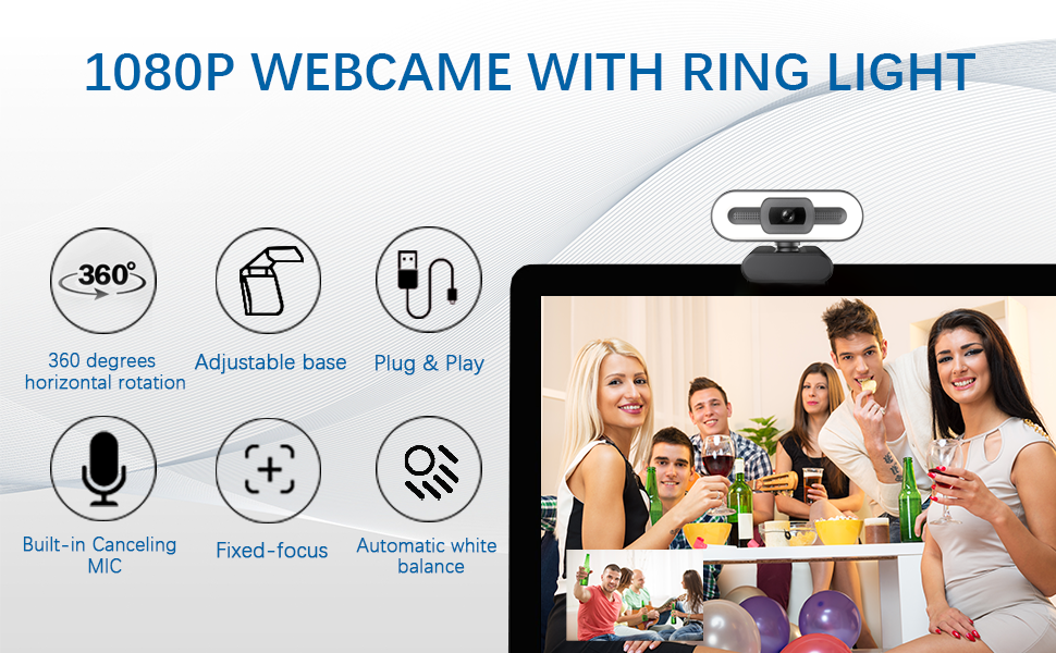 cam with Microphone for Desktop, 1080P  Camera with