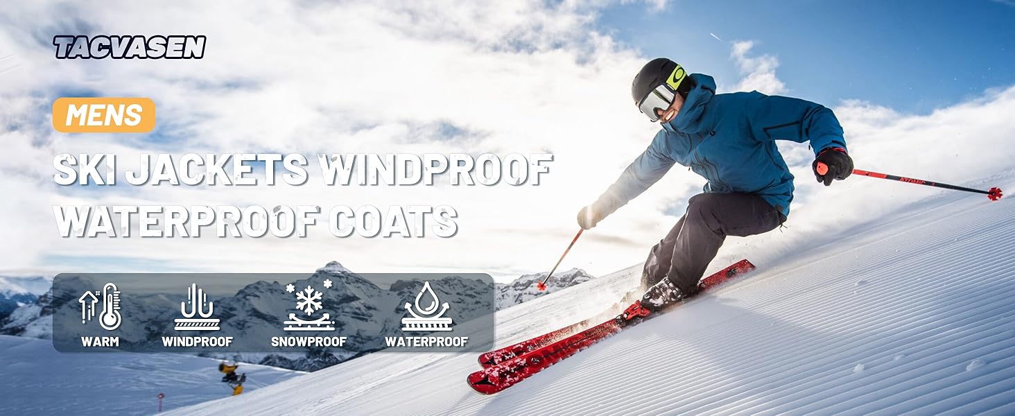 MENS SKI JACKETS WATERPROOF FLEECE LINED