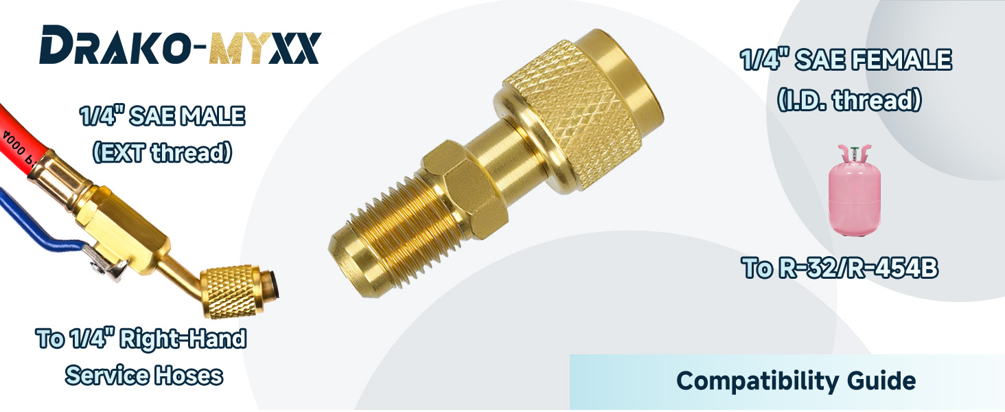 r32 and r454b refrigerant adapter yellow jacket 19180 left handed  a2l refrigerant thread adapter