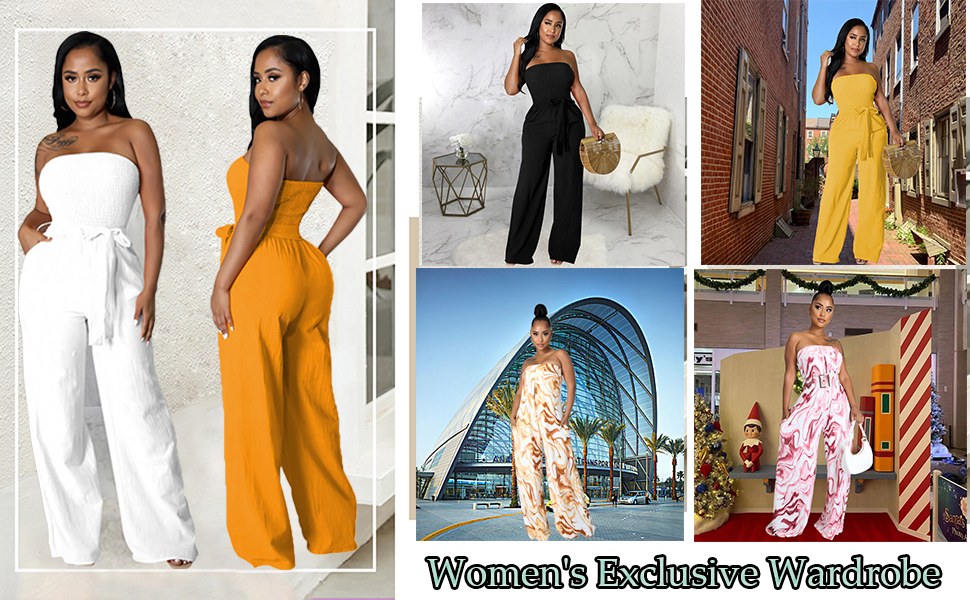 LightlyKiss Women's Summer Sleeveless Off Shoulder Jumpsuit