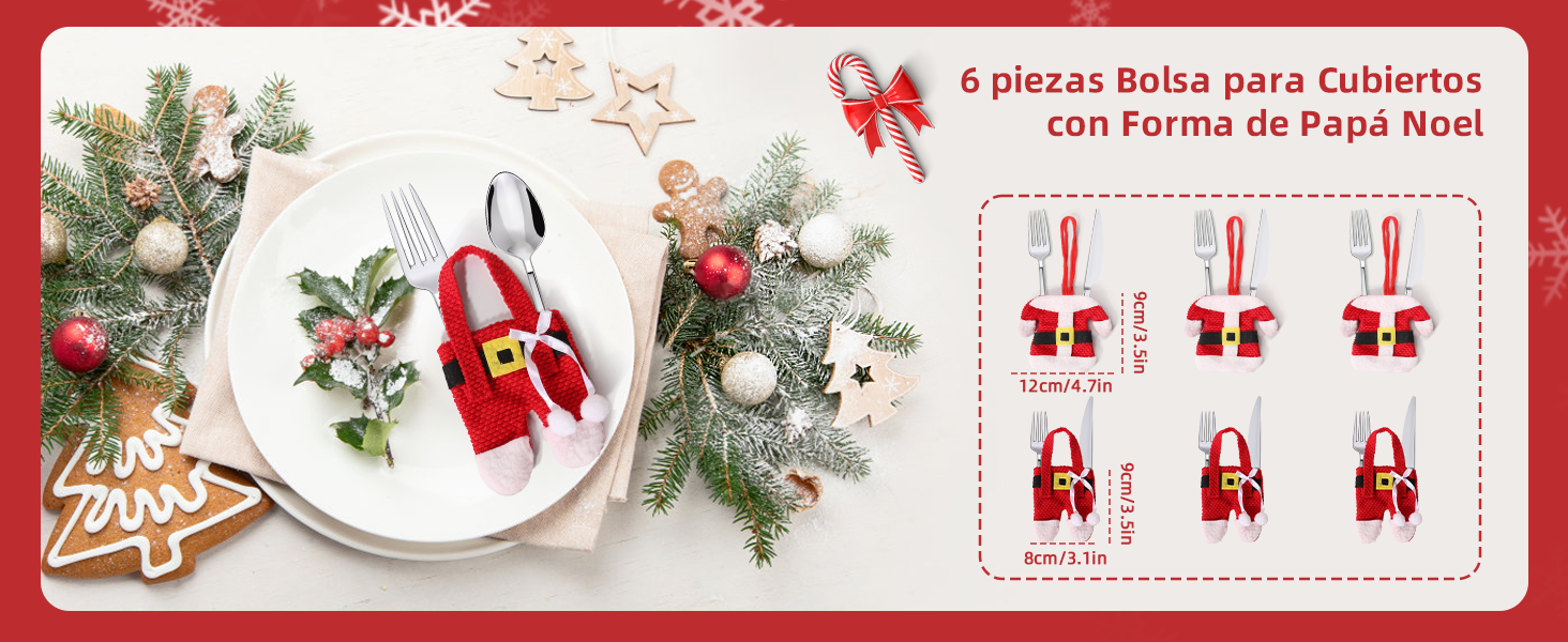 para mesas navideñas, que se muestra con decoraciones festivas y diagramas de instrucciones sobre fondo rojo