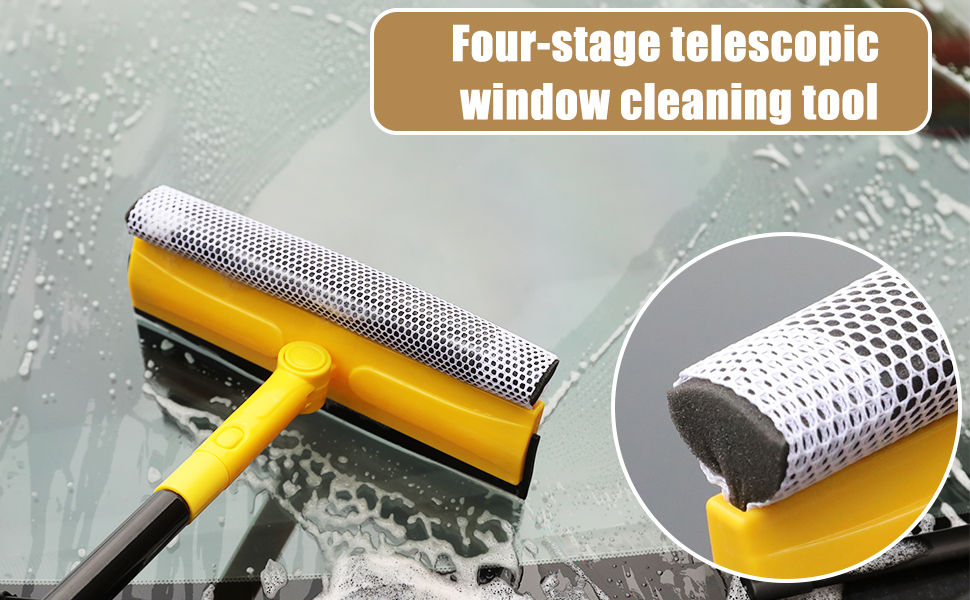 MULING Long Handle Window Squeegee,2in1 Glass Squeegee