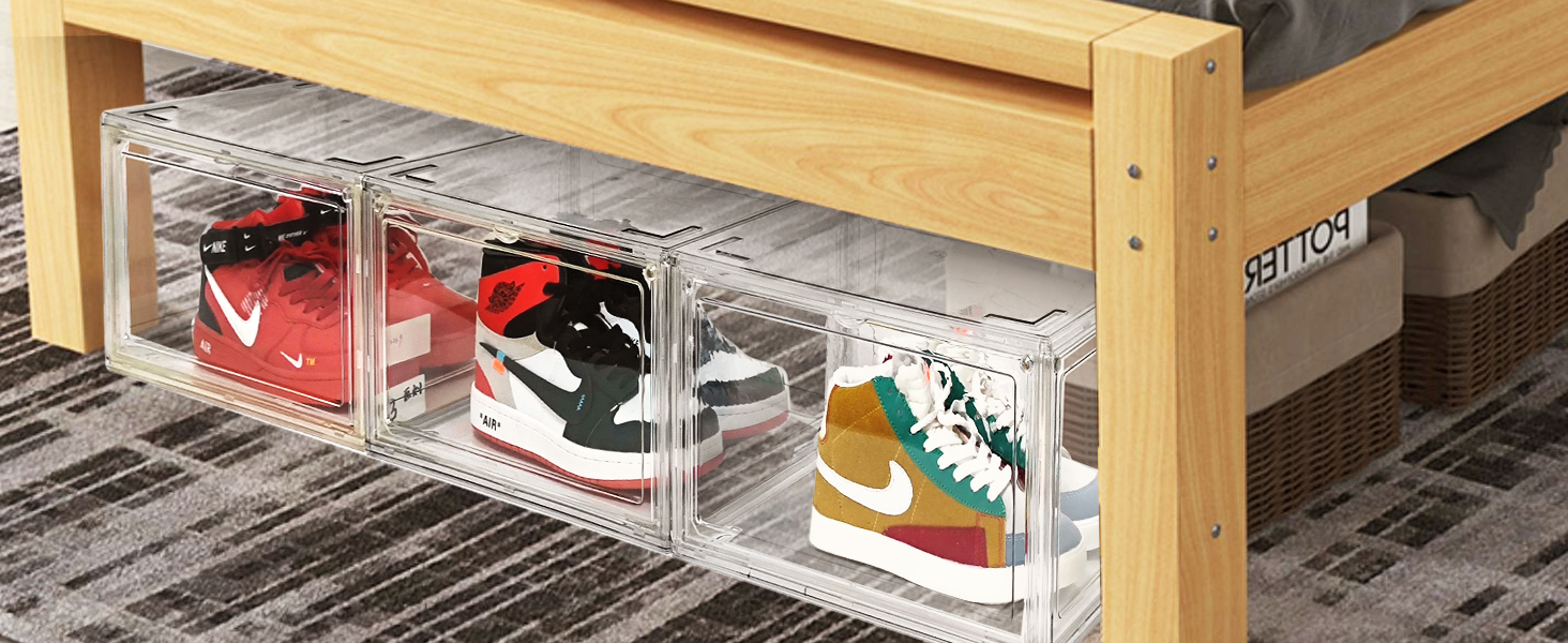 DAYOOH 10 Pack Clear Shoe Boxes Sneaker Storage for Sneakerheads Acrylic Shoe