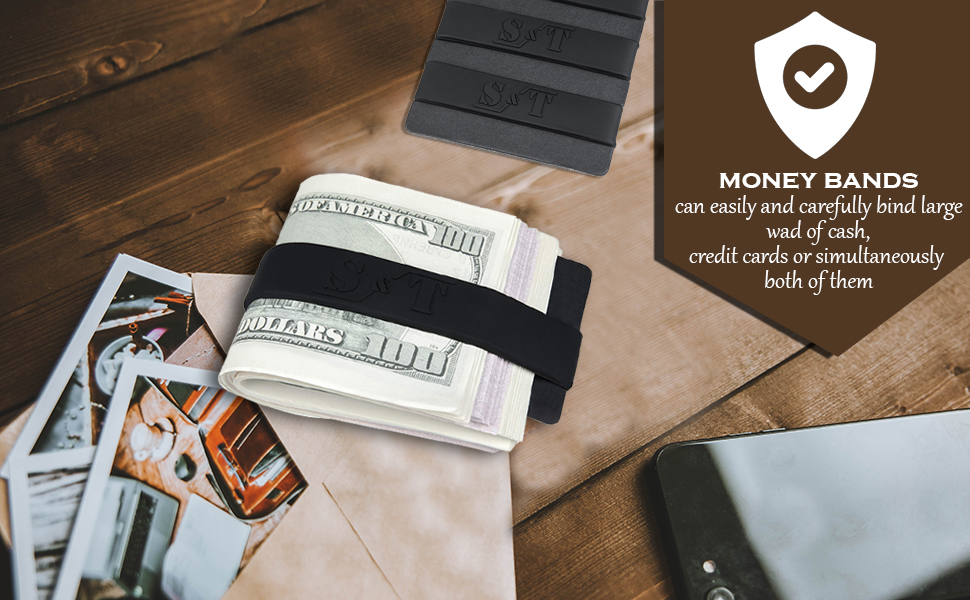 Money Bands (Set of 3) Money Bands for Large Amounts of Money and Cards Silicone